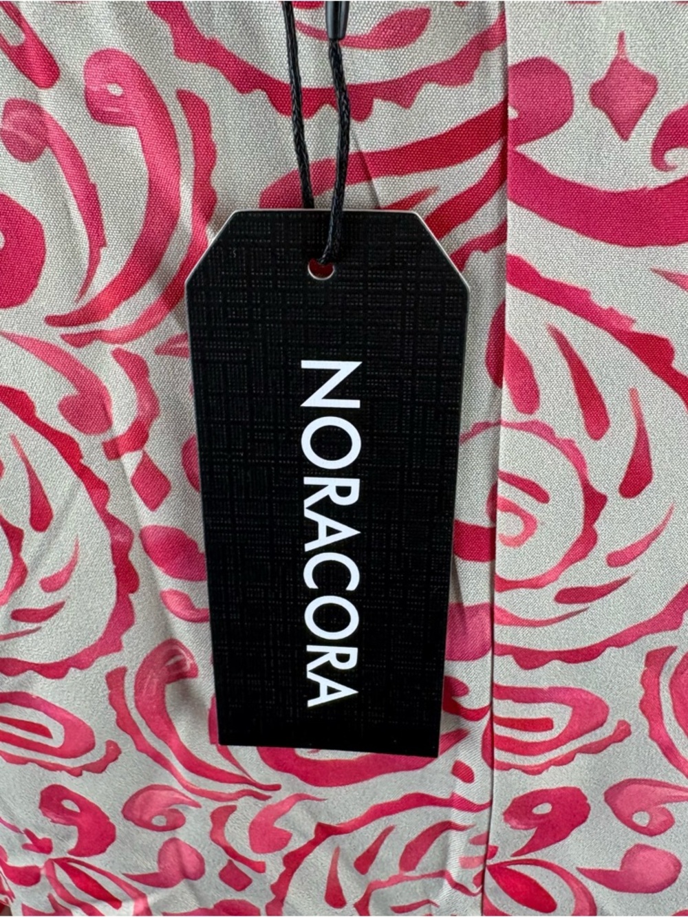 NWT Noracora Coral Pink Printed Maxi Dress Elbow Length Short Sleeves Size Large - Picture 9 of 12